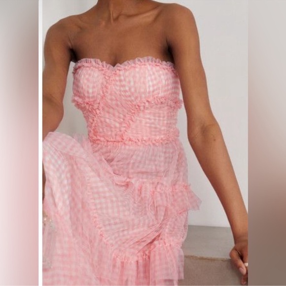 Needle & Thread Womens Caroline Gingham Tulle Corset Gown - Size 10 - Picture 4 of 10